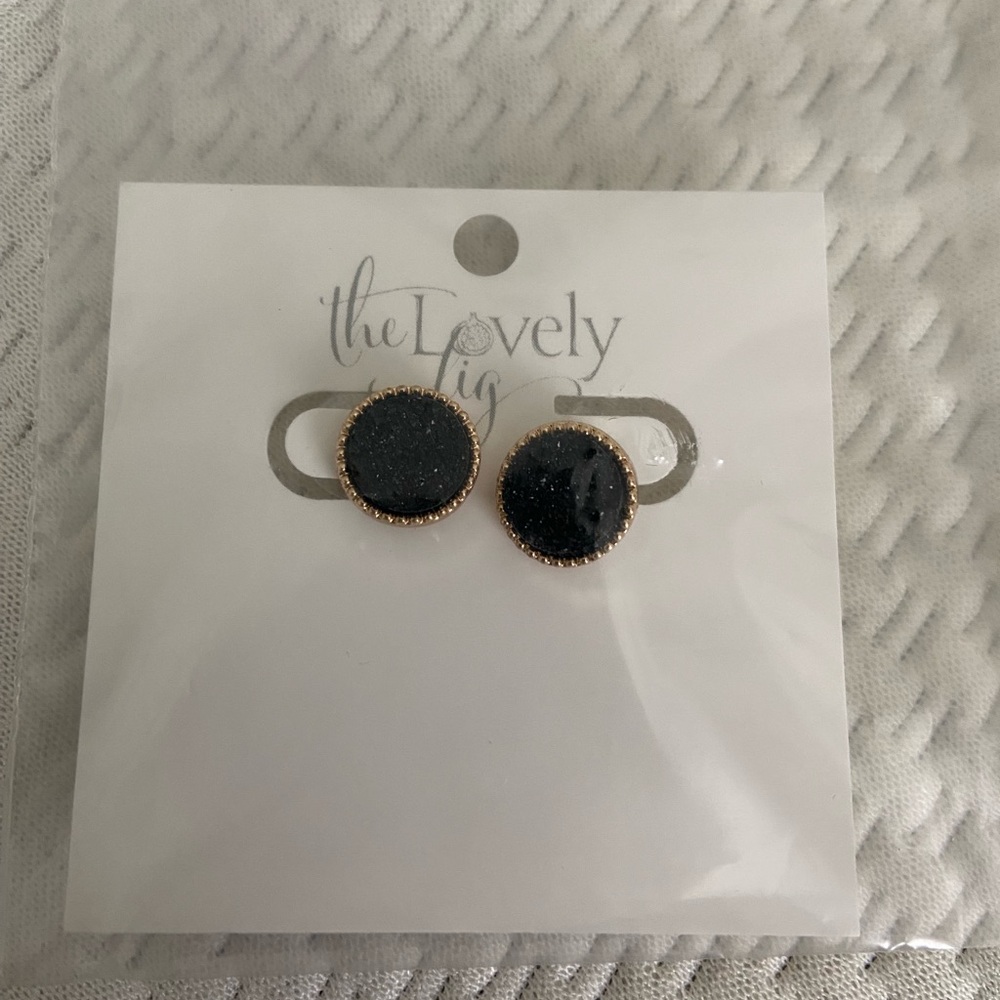 Black and Gold Stud Earrings